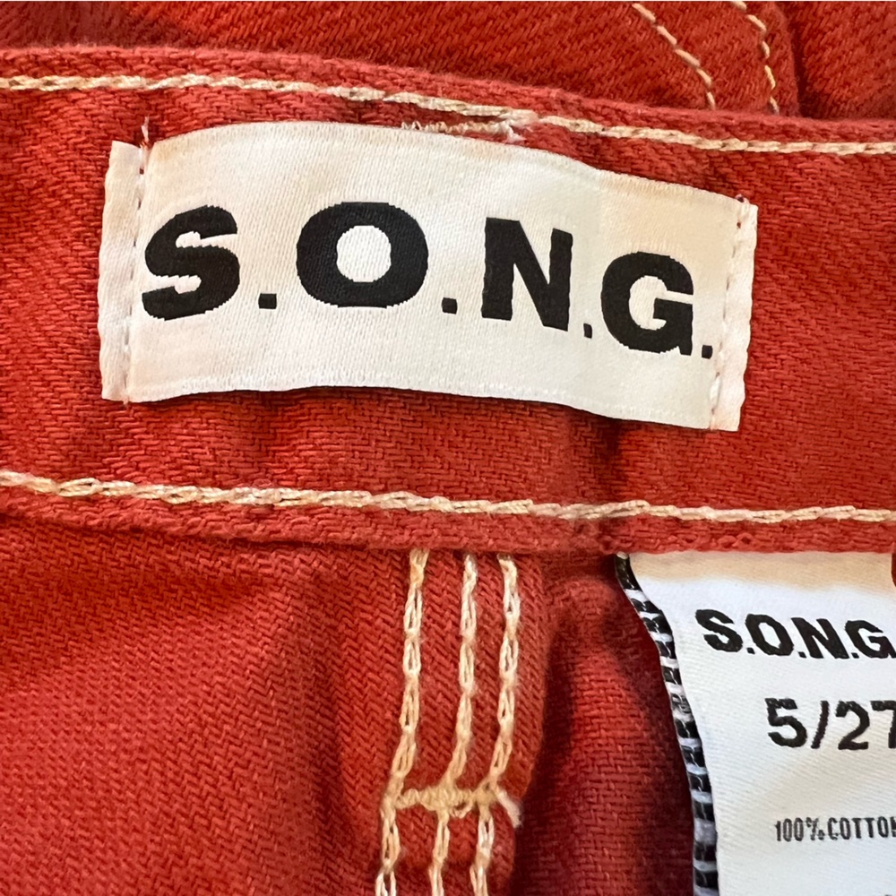 S.O.N.G. Carpenter 90s Boyfriend Jeans Burnt Orange Size 5/27 - Picture 7 of 8